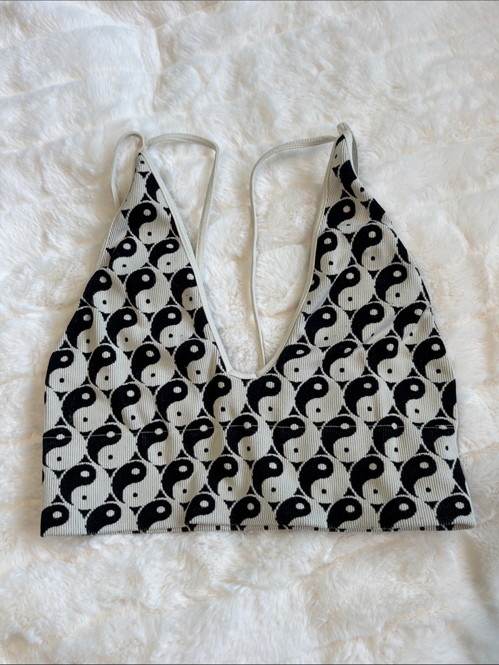 Black & White Yin Yang Ribbed Bralette